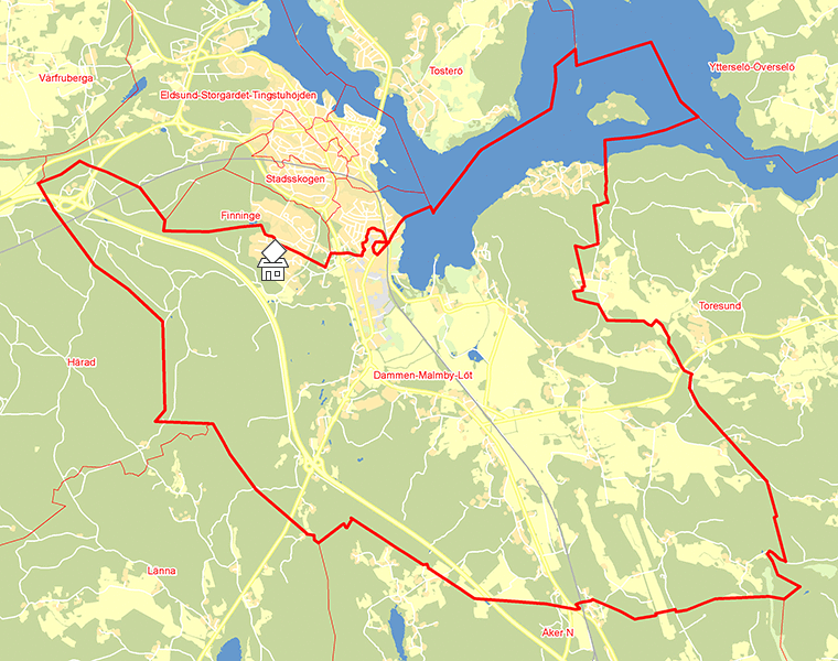 Karta över Dammen-Malmby-Löt