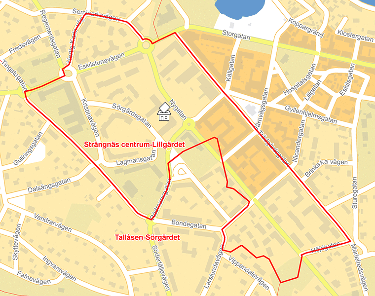 Karta över Strängnäs centrum-Lillgärdet