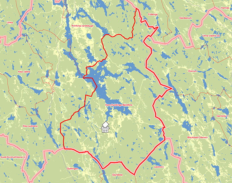 Karta över Horn-Hycklinge-Björkfors