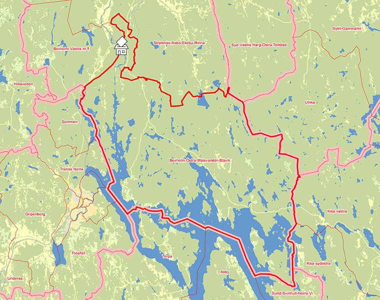 Karta över Boxholm Östra-Malexander-Blåvik