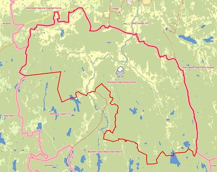 Karta över Strålsnäs-Åsbo-Ekeby-Rinna