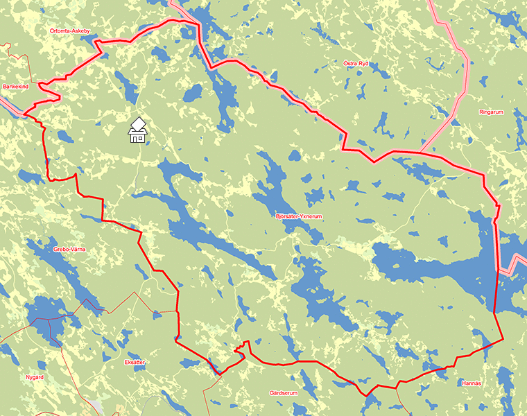 Karta över Björsäter-Yxnerum