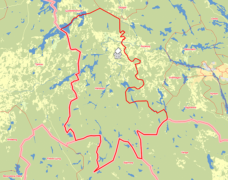 Karta över Hällestad