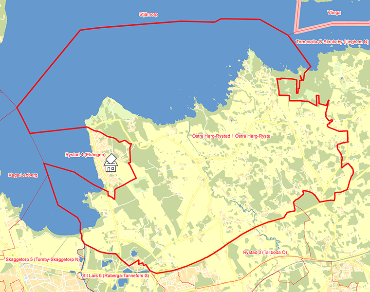 Karta över Östra Harg-Rystad 1 Östra Harg-Rysta