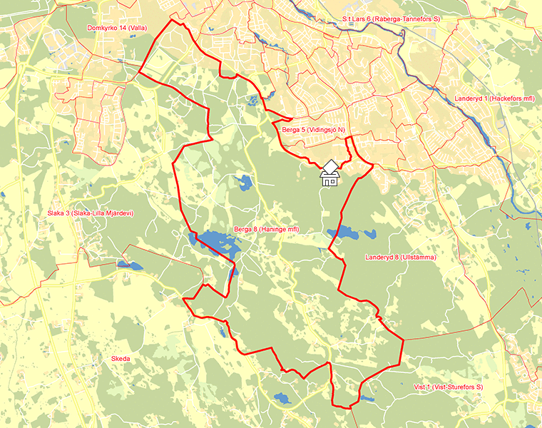 Karta över Berga 8 (Haninge mfl)