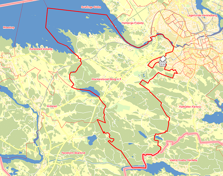 Karta över Klockaretorpet-Borg m fl