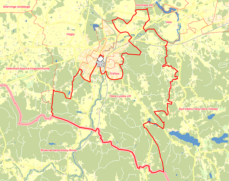 Karta över Östra Lundby mfl