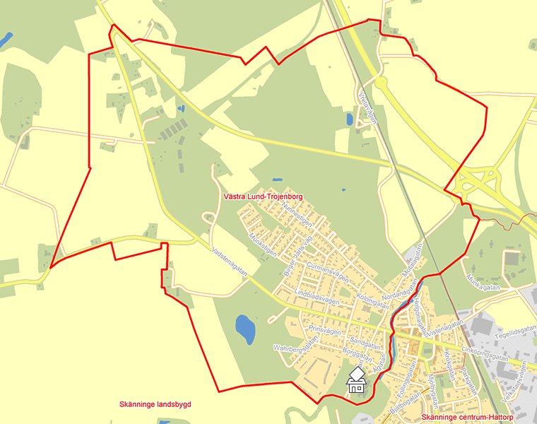 Karta över Västra Lund-Trojenborg