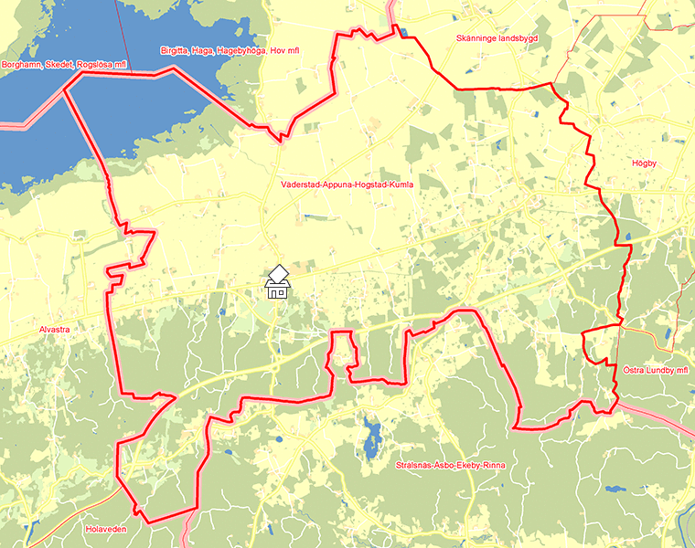 Karta över Väderstad-Appuna-Hogstad-Kumla