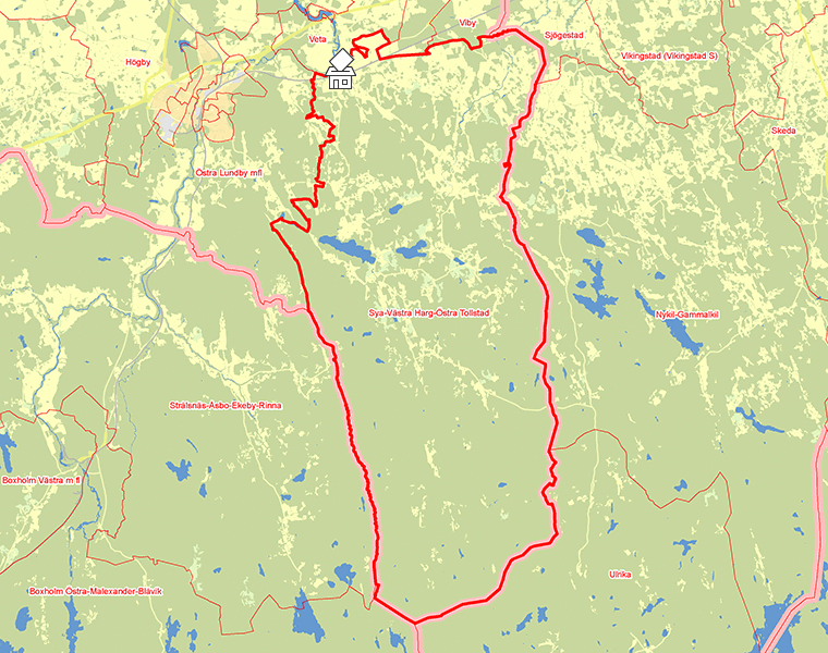 Karta över Sya-Västra Harg-Östra Tollstad