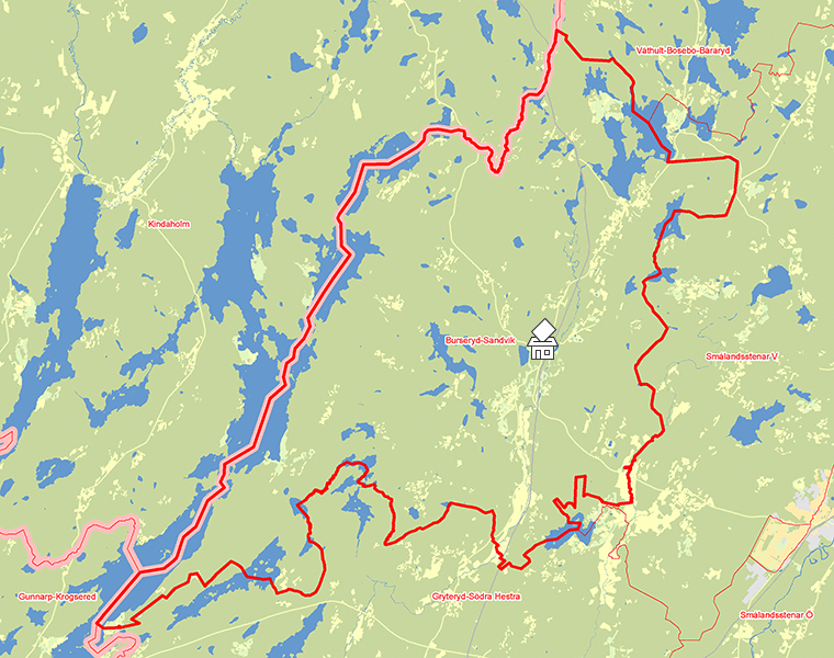 Karta över Burseryd-Sandvik