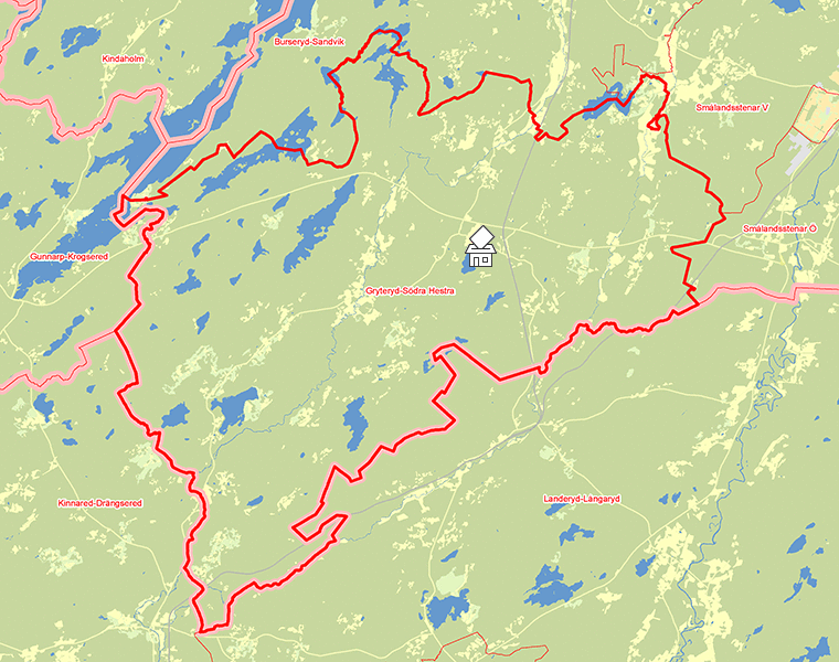 Karta över Gryteryd-Södra Hestra