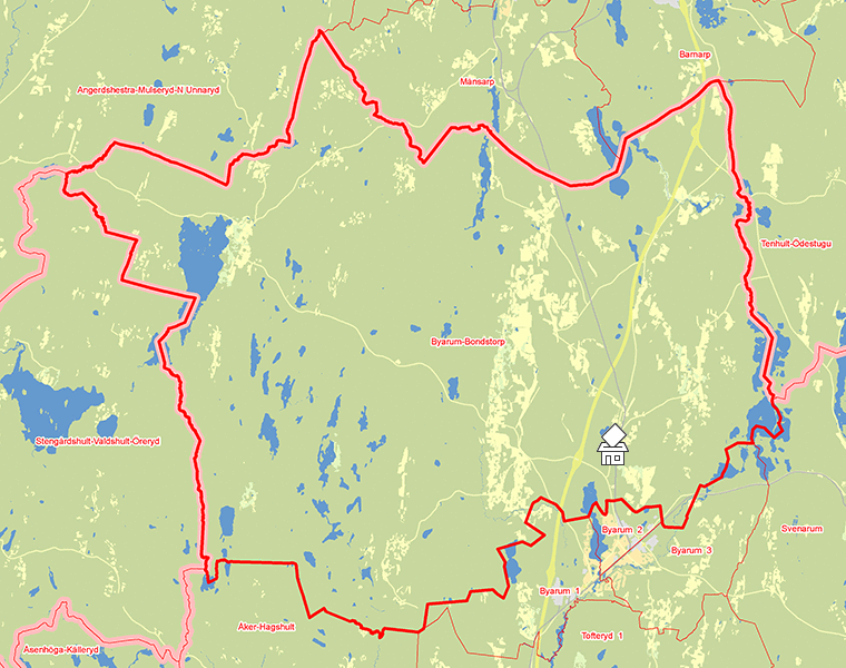 Karta över Byarum-Bondstorp