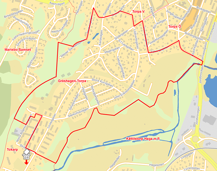 Karta över Gräshagen-Torpa