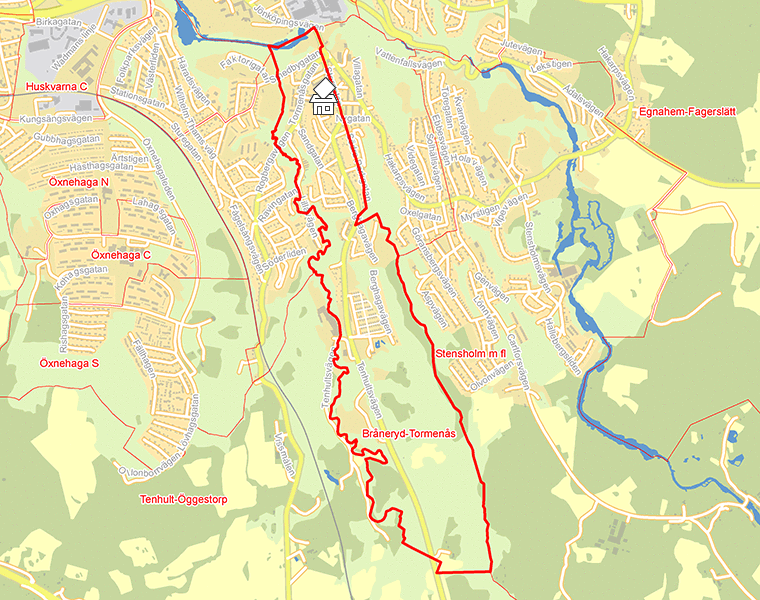 Karta över Bråneryd-Tormenås