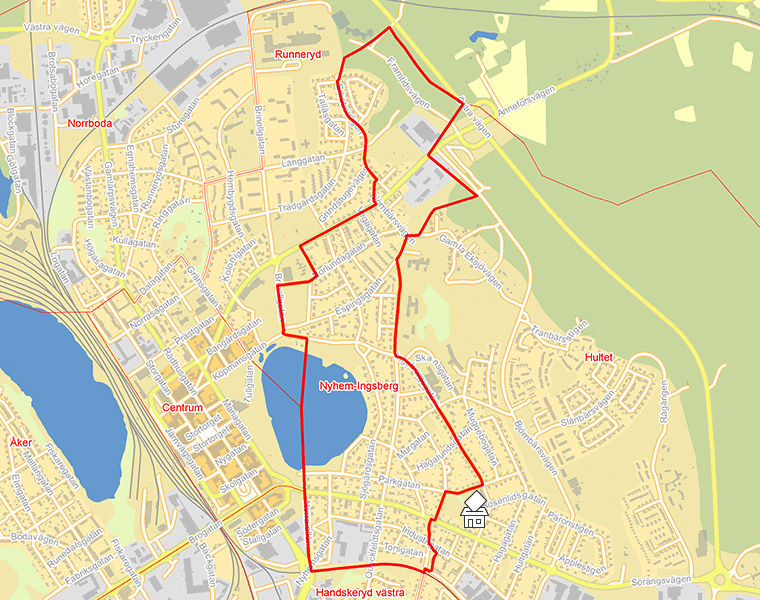 Karta över Nyhem-Ingsberg