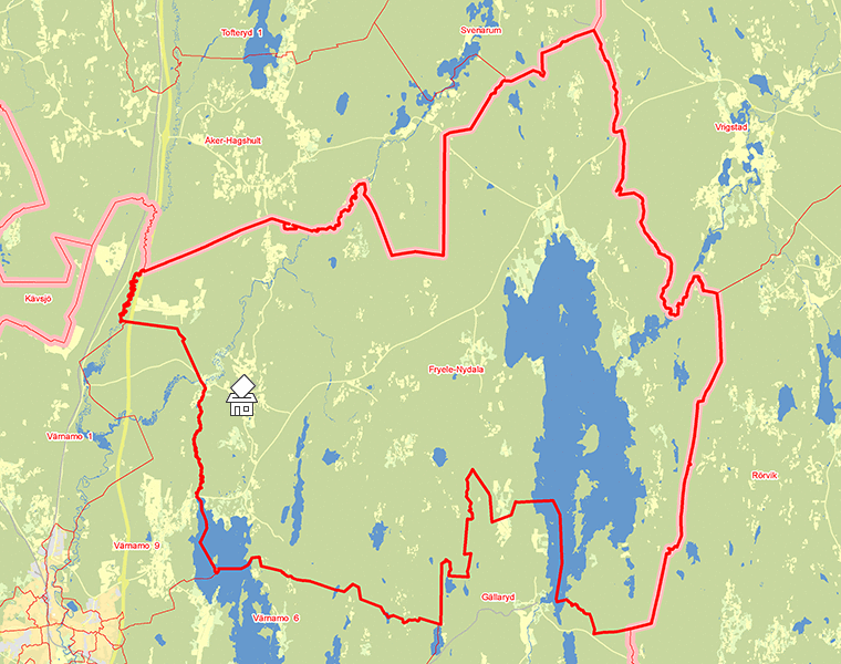 Karta över Fryele-Nydala