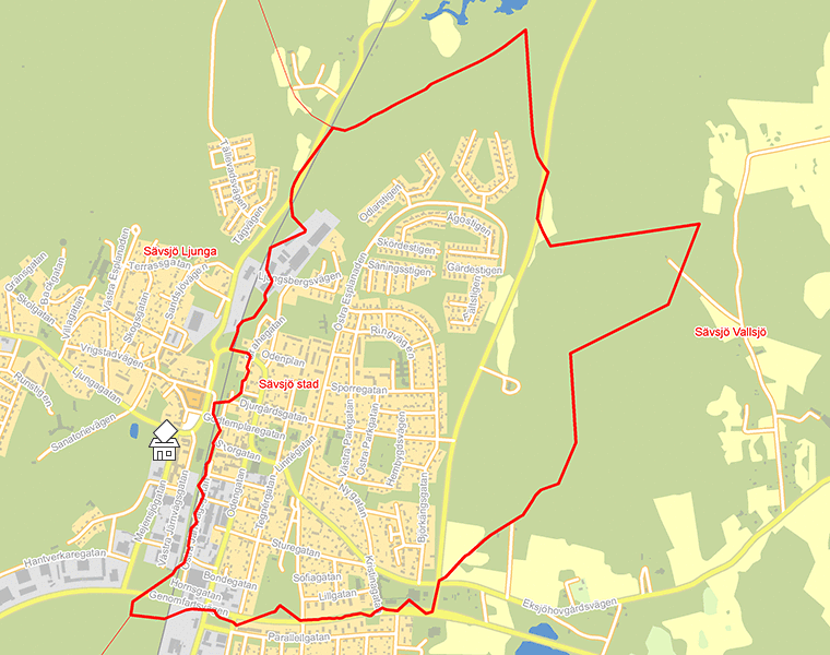 Karta över Sävsjö stad