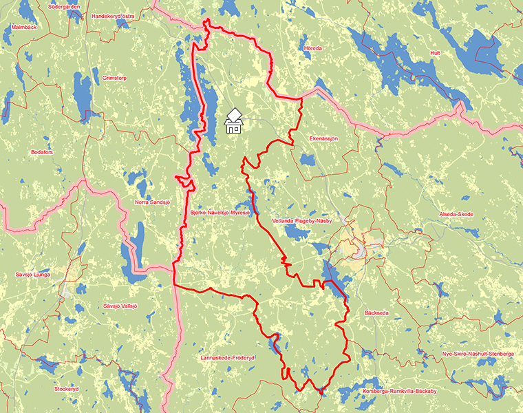 Karta över Björkö-Nävelsjö-Myresjö