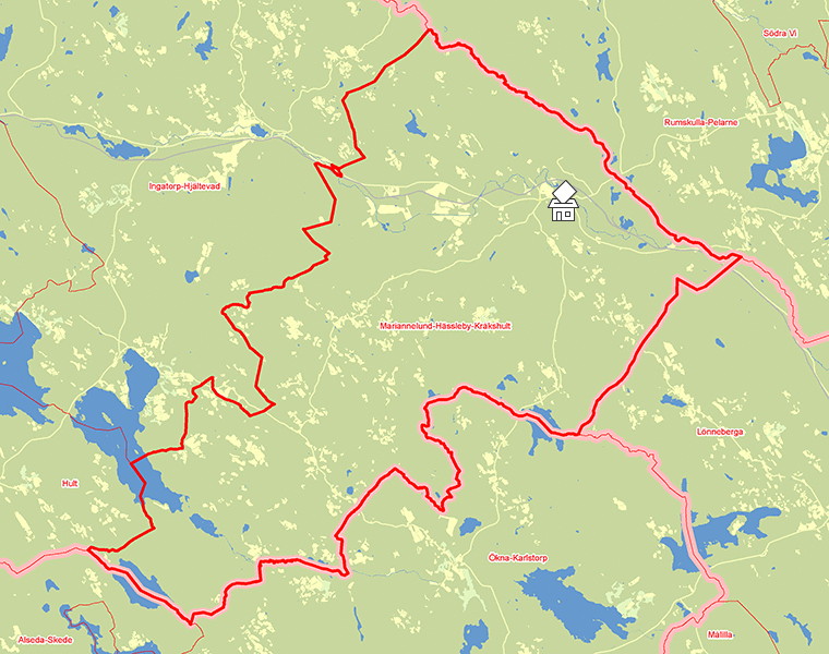 Karta över Mariannelund-Hässleby-Kråkshult