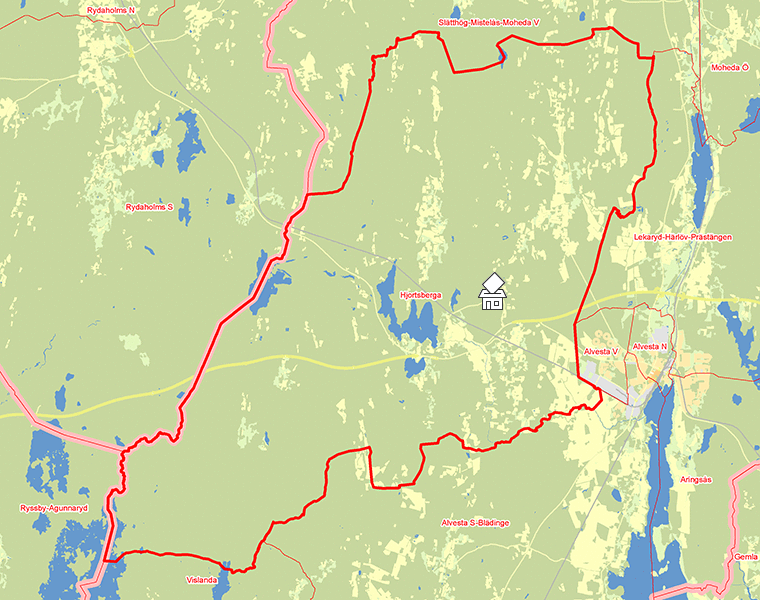 Karta över Hjortsberga