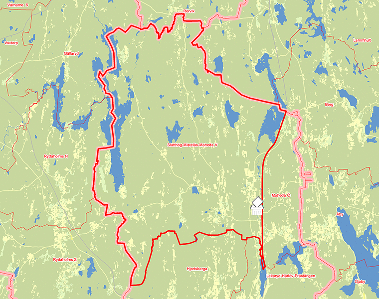 Karta över Slätthög-Mistelås-Moheda V