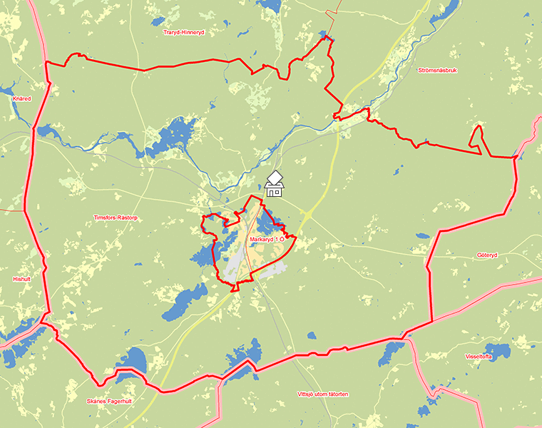 Karta över Timsfors-Råstorp