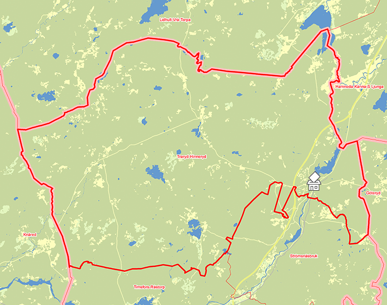 Karta över Traryd-Hinneryd