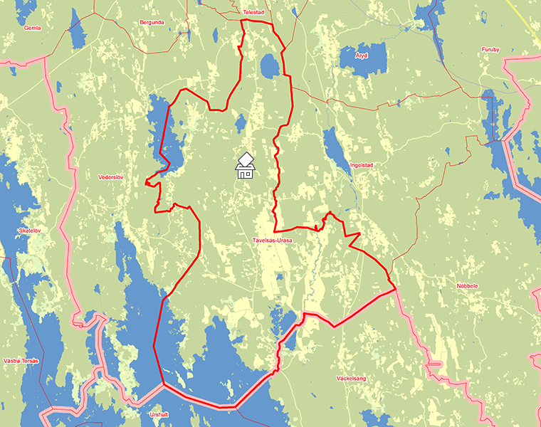 Karta över Tävelsås-Uråsa