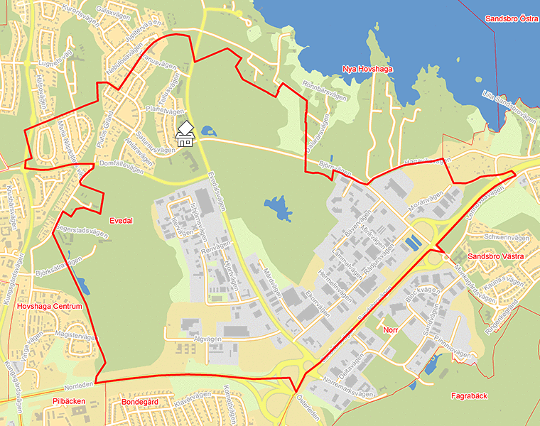 Karta över Evedal