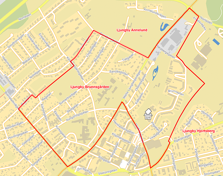 Karta över Ljungby Brunnsgården