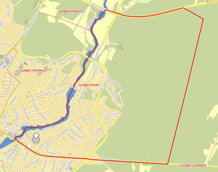 Karta över Ljungby Astrad