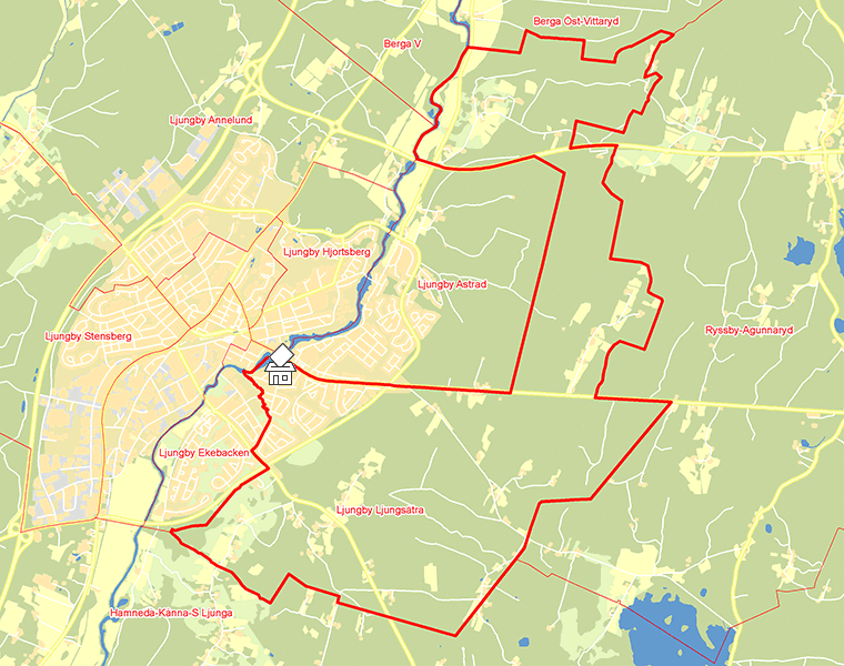 Karta över Ljungby Ljungsätra