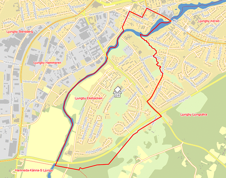 Karta över Ljungby Ekebacken