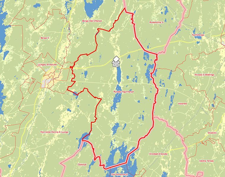 Karta över Ryssby-Agunnaryd