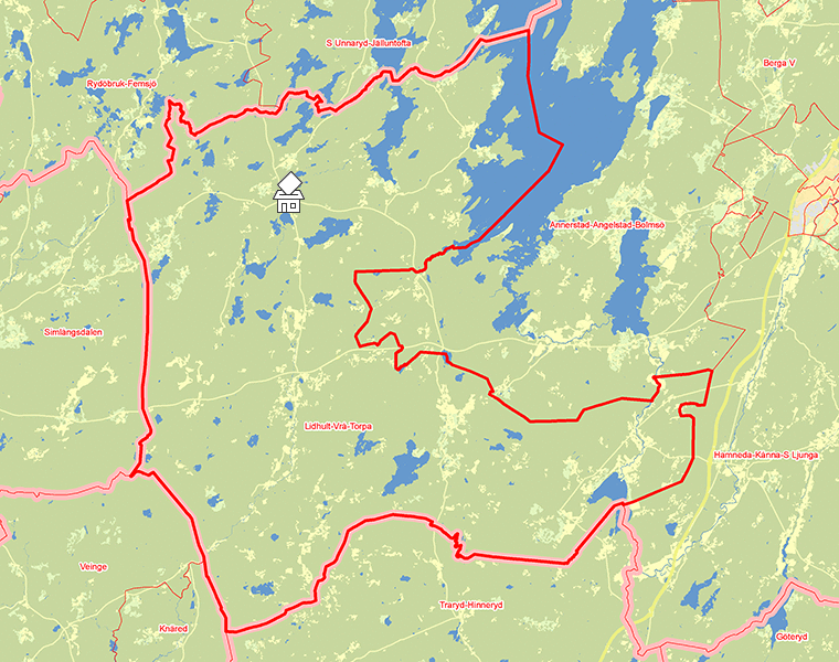 Karta över Lidhult-Vrå-Torpa