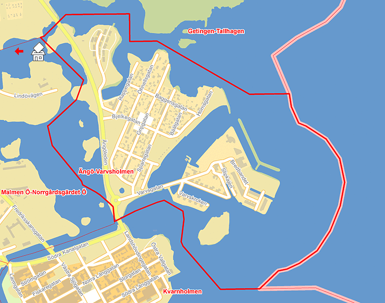 Karta över Ängö-Varvsholmen