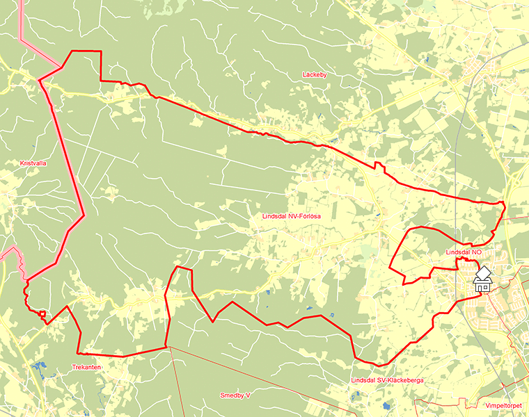 Karta över Lindsdal NV-Förlösa