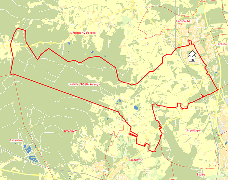 Karta över Lindsdal SV-Kläckeberga
