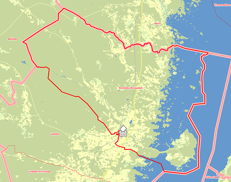 Karta över Rockneby-Revsudden