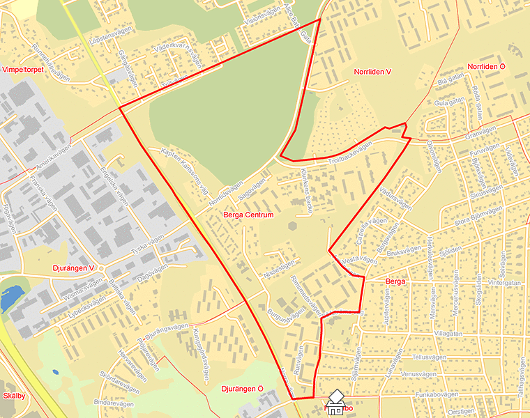Karta över Berga Centrum