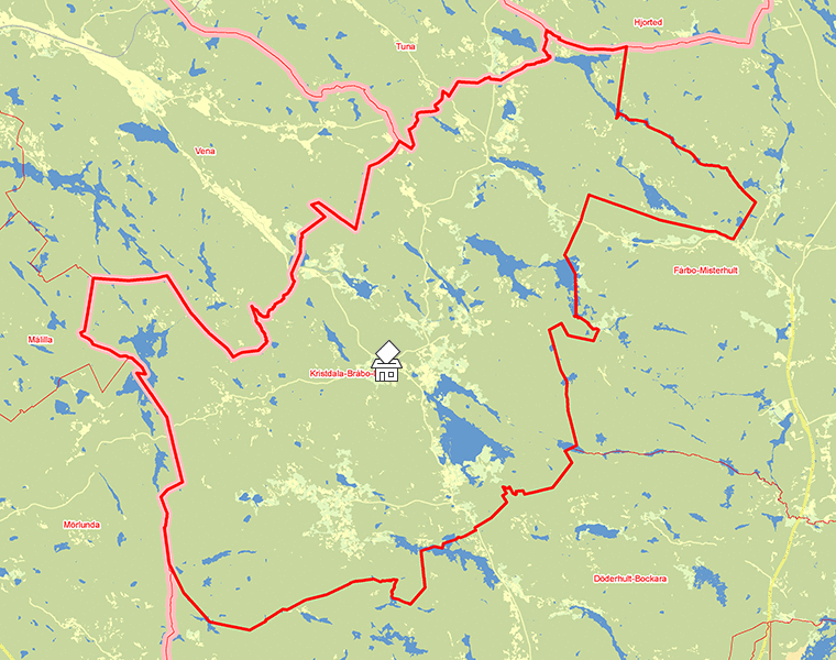 Karta över Kristdala-Bråbo-Ishult