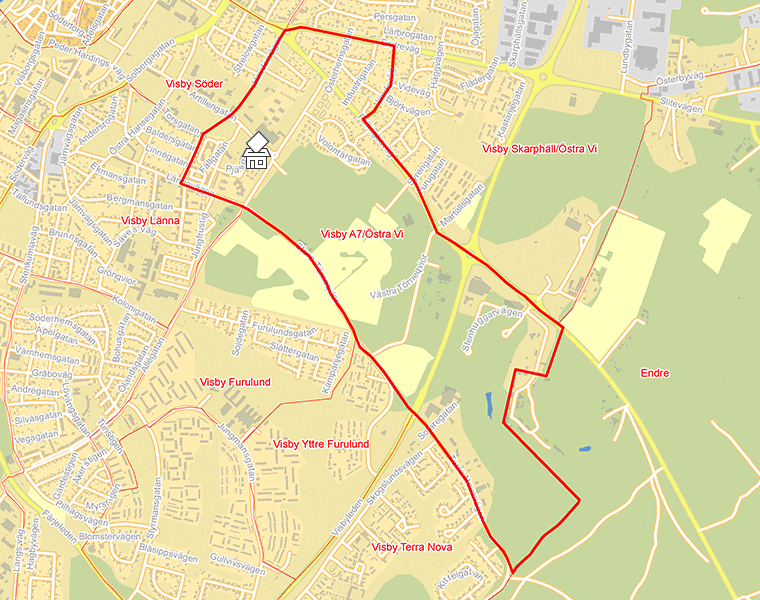 Karta över Visby A7/Östra Vi