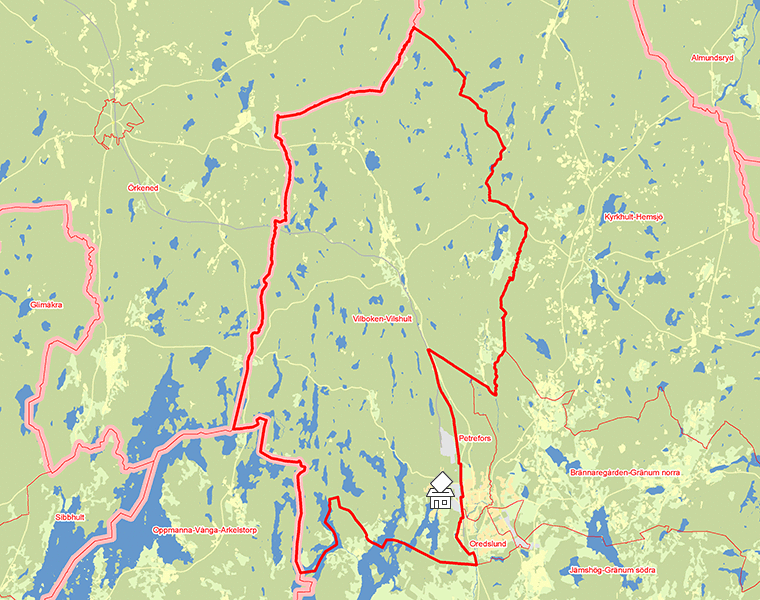Karta över Vilboken-Vilshult