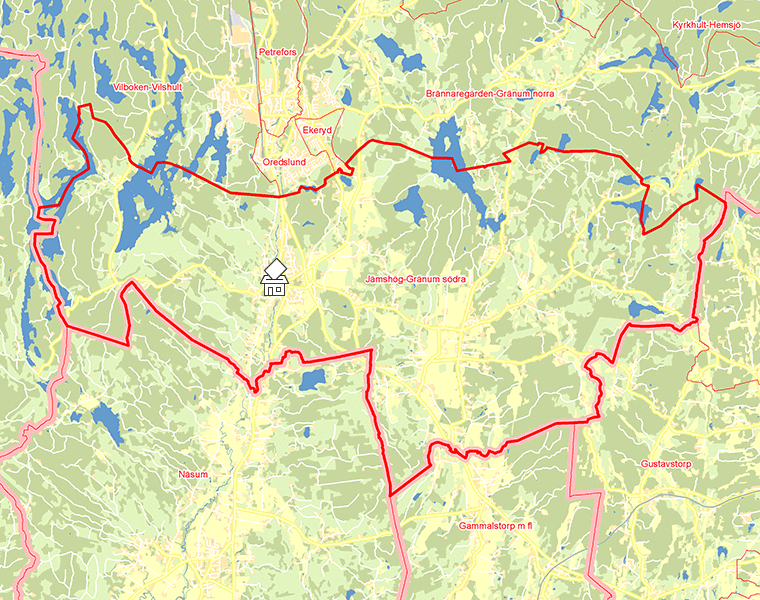 Karta över Jämshög-Gränum södra