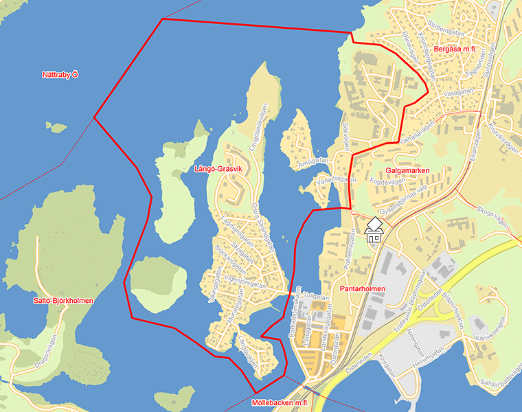 Karta över Långö-Gräsvik