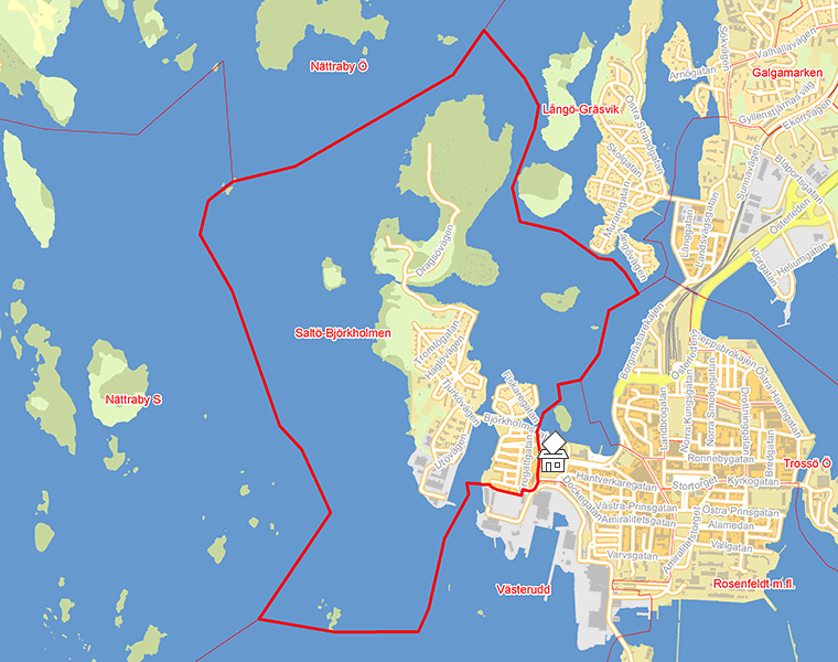 Karta över Saltö-Björkholmen