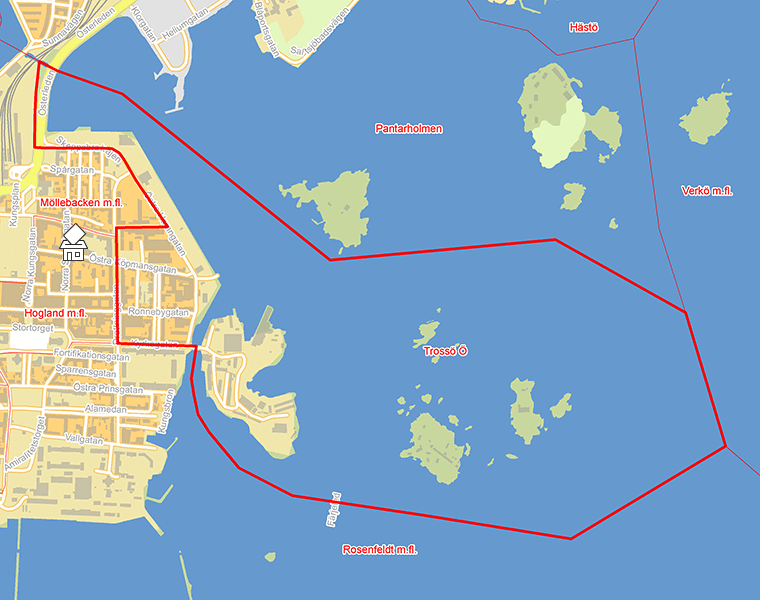 Karta över Trossö Ö