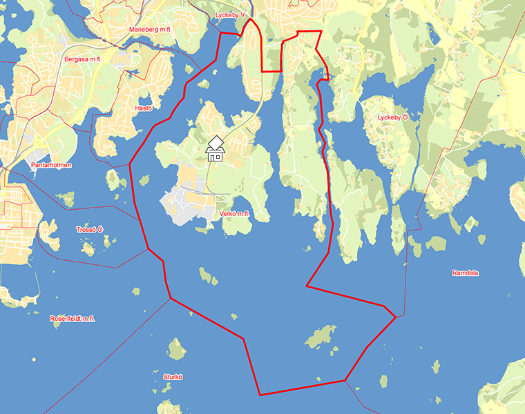 Karta över Verkö m.fl.