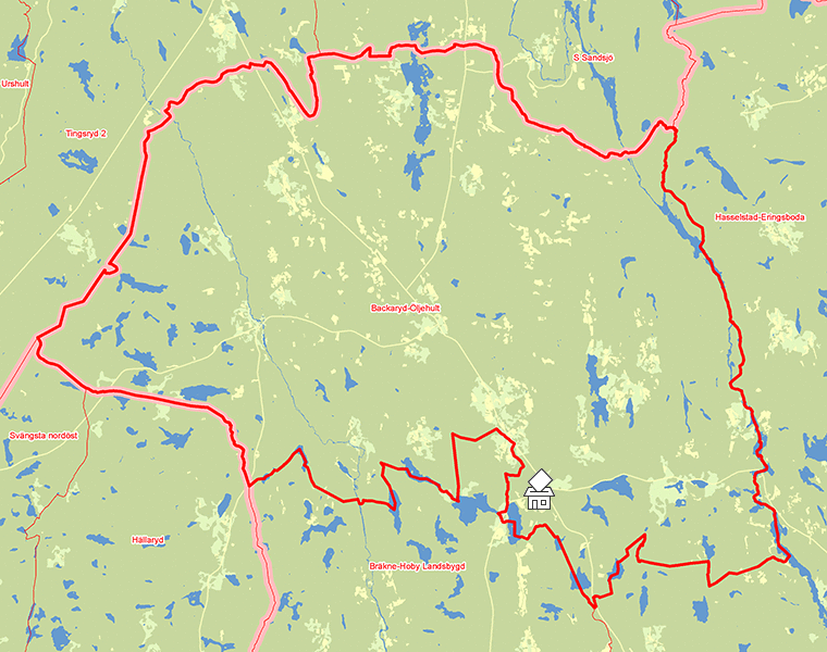 Karta över Backaryd-Öljehult
